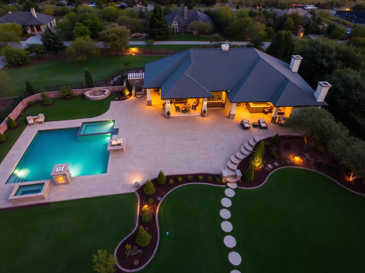 Westlake new-build backyard with sprinkler system and landscape install